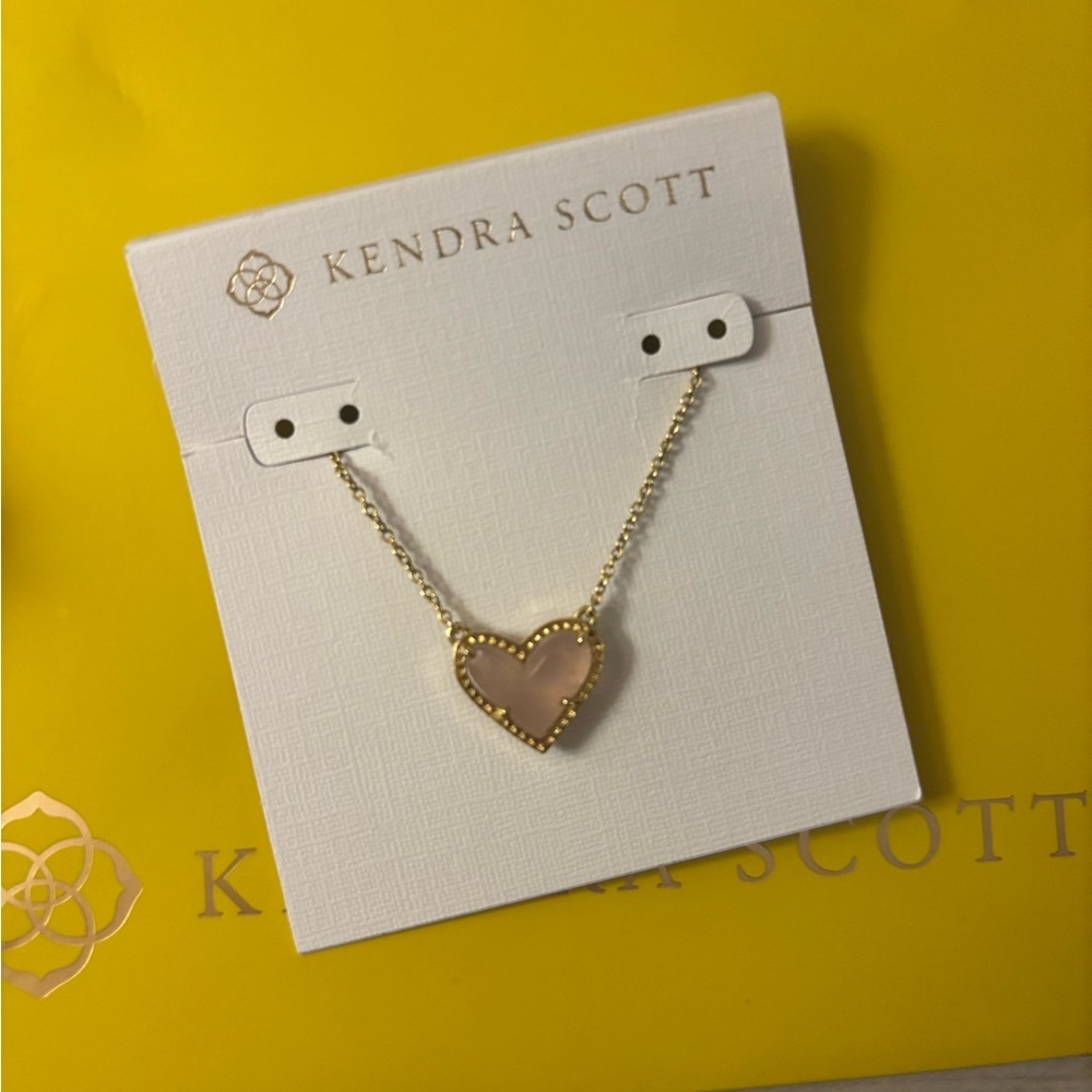 Kendra Scott Gold Necklace with Pink Heart Pendant